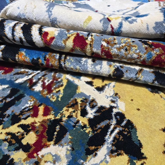 Early 21st Century Contemporary Abstract Art Rug Inspired by Jackson Pollock "Number 16," Hand-Knotted Silk & Wool For Sale - Image 5 of 8