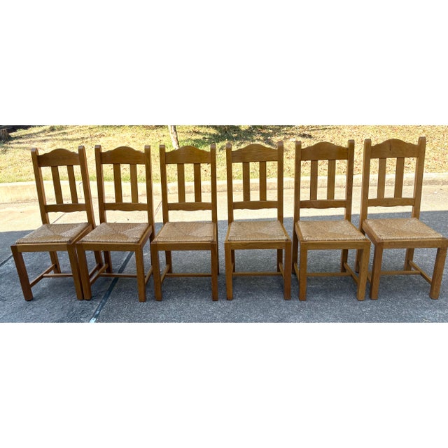 Vintage French Country Rush Seat Dining Chairs - Set of 6 For Sale In Dallas - Image 6 of 10