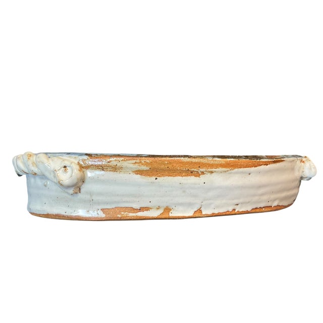 Vintage Studio Art Pottery Floral Tray Blue White For Sale - Image 12 of 13