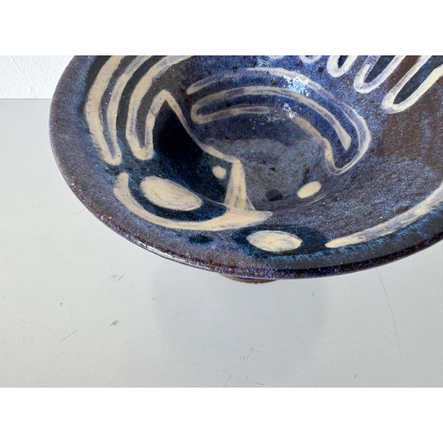 1980’s Vintage Organic Handmade and Painted Ceramic Pedestal Bowl by Mattaway For Sale In Miami - Image 6 of 12