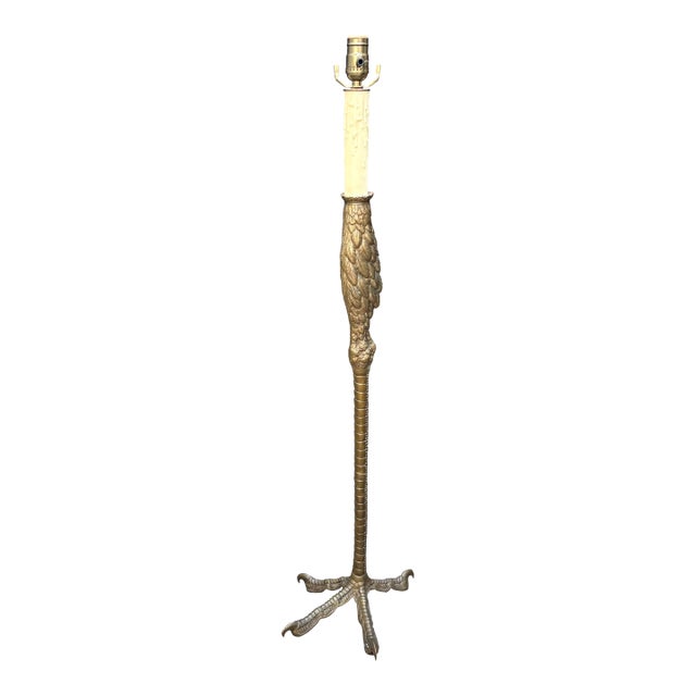 Mid 20th Century P.E. Guerin Bronze Ostrich Leg Lamp For Sale