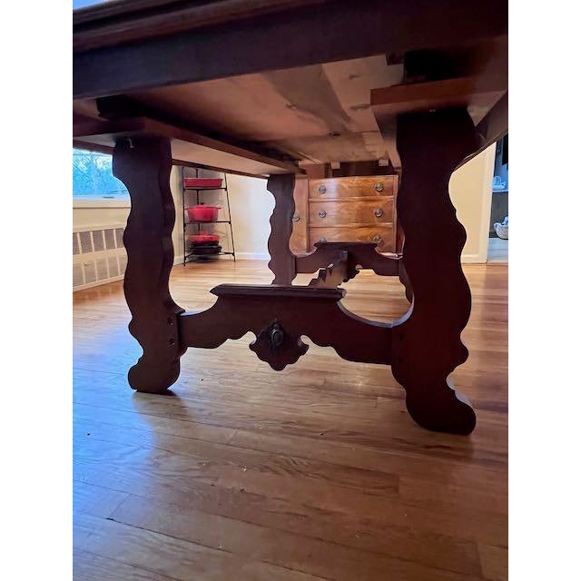 1990s ** Last Days Available / Lowest Price ** 1990s Walnut Extendable Trestle Dining Table From the Hearst Castle Collection by Lane For Sale - Image 5 of 10
