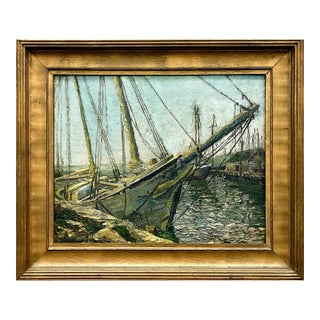 Harborside Painting of “The Old Wreck” For Sale