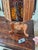 Early 20th Century Early 20th Century Arts and Craft Wood and Slag Glass Lamp Hand Carved Panels and Wrought Iron Accents For Sale - Image 5 of 7