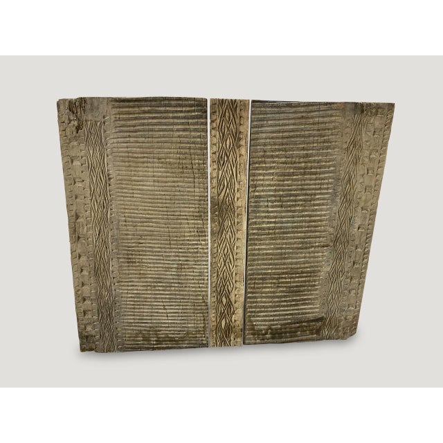 Tribal Andrianna Shamaris Hand Carved Wooden Panel For Sale - Image 3 of 5