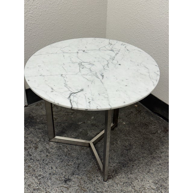 2020s Room & Board Classic Venatino Marble Round End Table For Sale - Image 5 of 12