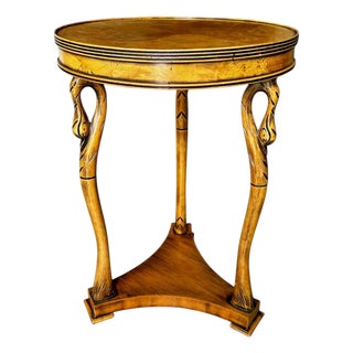 Italian Empire Style Burl Wood Swan Motif Side Table Gueridon For Sale