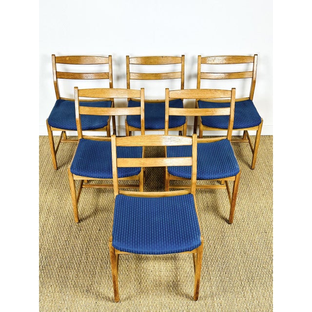 Mid-Century Modern Vintage Scandinavian Oak Chairs, 1960, Set of 6 For Sale - Image 3 of 15