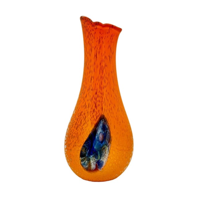 Mid-20th Century Orange Art Glass Vase For Sale - Image 4 of 6