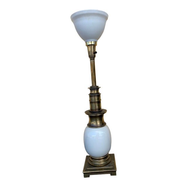 1950s Ostrich Egg and Vintage Brass Table Lamp Stiffel Style For Sale