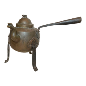 Antique 1800's Handmade Dovetailed Copper Wrought Iron Swedish Tea Kettle Pot