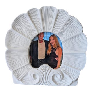Vintage Rocaille Shell Ceramic Pottery Picture Frame For Sale