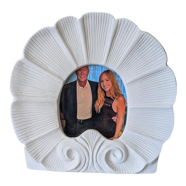 Vintage Rocaille Shell Ceramic Pottery Picture Frame For Sale