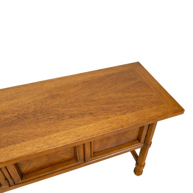 1970s Drexel Compatibles Low Walnut Credenza Sideboard Buffet Cabinet Mid Century Modern For Sale - Image 10 of 17