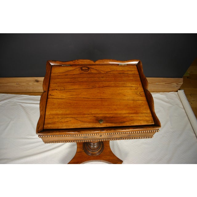 Victorian Rosewood Teapoy on Turned Pedestal Base, England, 1850s For Sale - Image 3 of 15