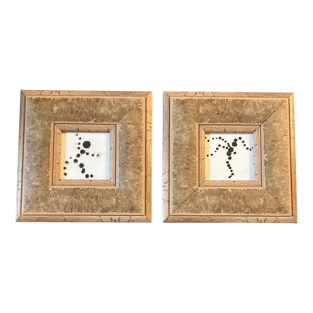 Contemporary 2 Original Abstract Dancing Figure Ink Painting Chunky Frames-A Pair For Sale