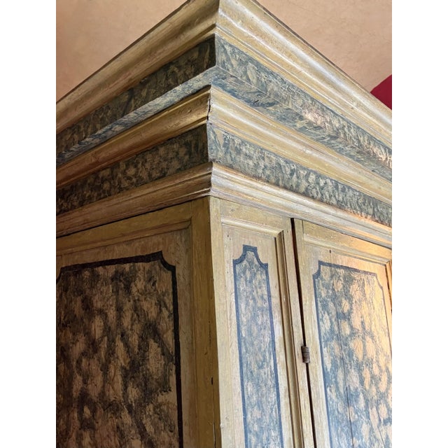 Antique Italian Renaissance Painted Marble Lacquer Wooden Cabinet, 1500s For Sale - Image 18 of 18