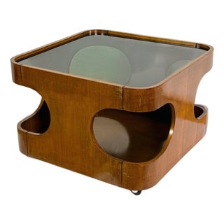 Vintage Space Age Sculptural Coffee Table in Curved Wood, Italy, 1970s For Sale