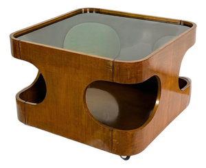 Vintage Space Age Sculptural Coffee Table in Curved Wood, Italy, 1970s