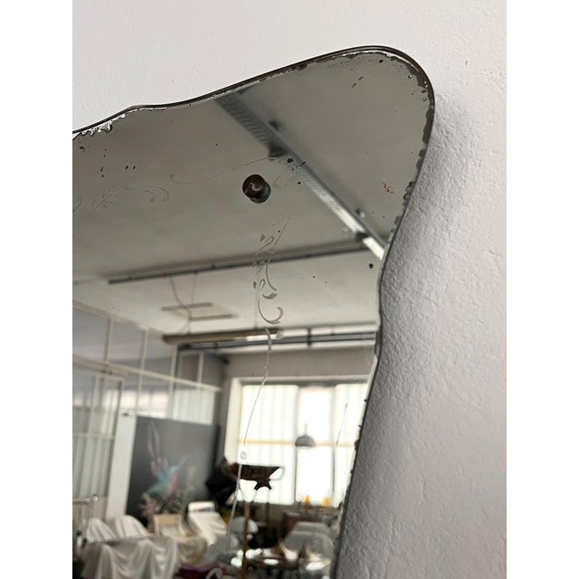 Wood Vintage Italian Wall Mirror with Decorations, 1950s For Sale - Image 7 of 17