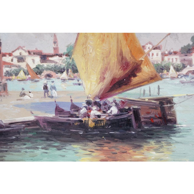 Vasily Gribennikov Venice Santa Maria Del Giglio Oil Painting 18" For Sale - Image 6 of 12