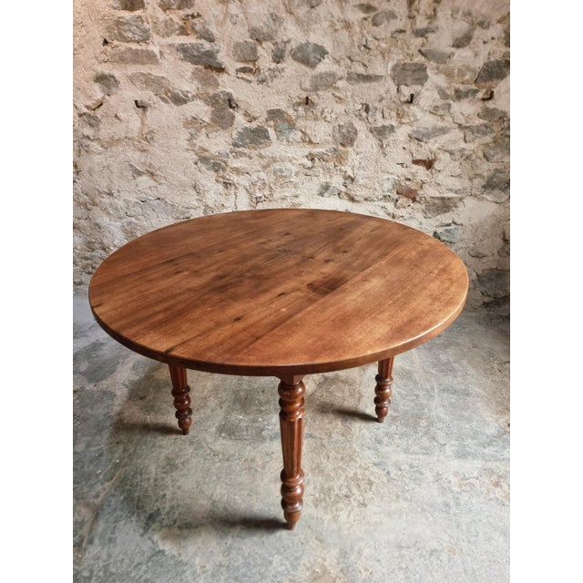 Antique French Round Walnut Dining Table, 1890s For Sale - Image 12 of 18