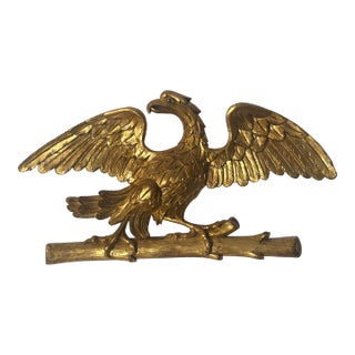 19th Century Carved Giltwood Eagle Wall Plaque For Sale