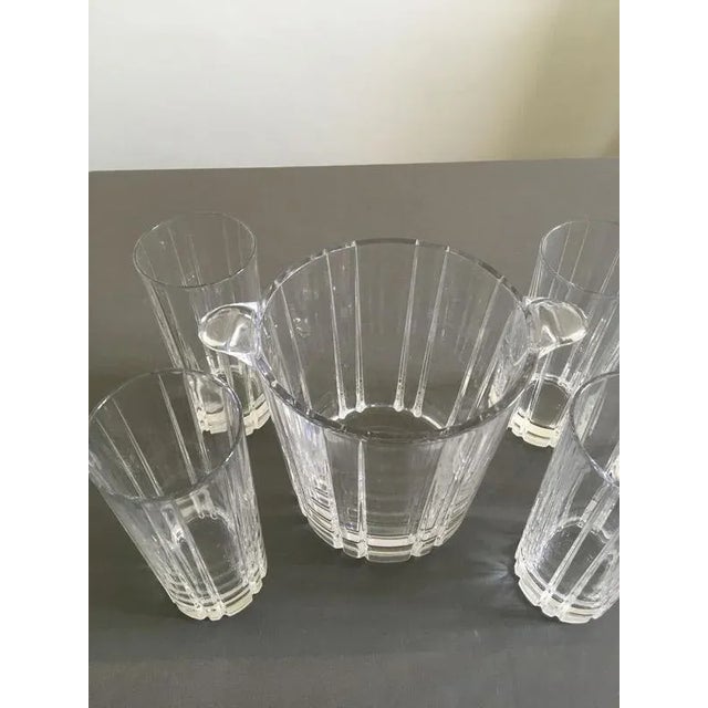 Post-Modern Clear Bar Glasses with Ice Bucket, Set of 6 For Sale - Image 8 of 17