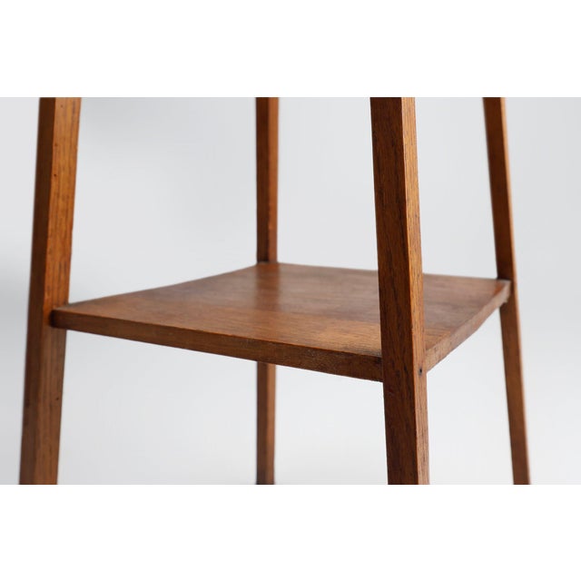 Brown French Art Deco Pedestal Console in Oak, 1920s For Sale - Image 8 of 12