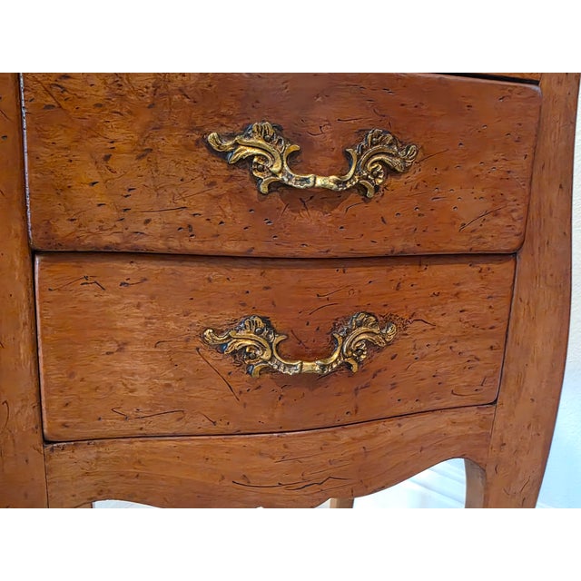 Vintage French Louis XV Style Fruitwood Bombe Nightstands End Tables - A Pair For Sale - Image 10 of 18