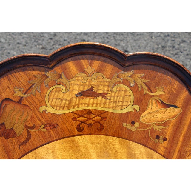 Antique Mahogany Scalloped Table With Inlaid Top For Sale - Image 6 of 17