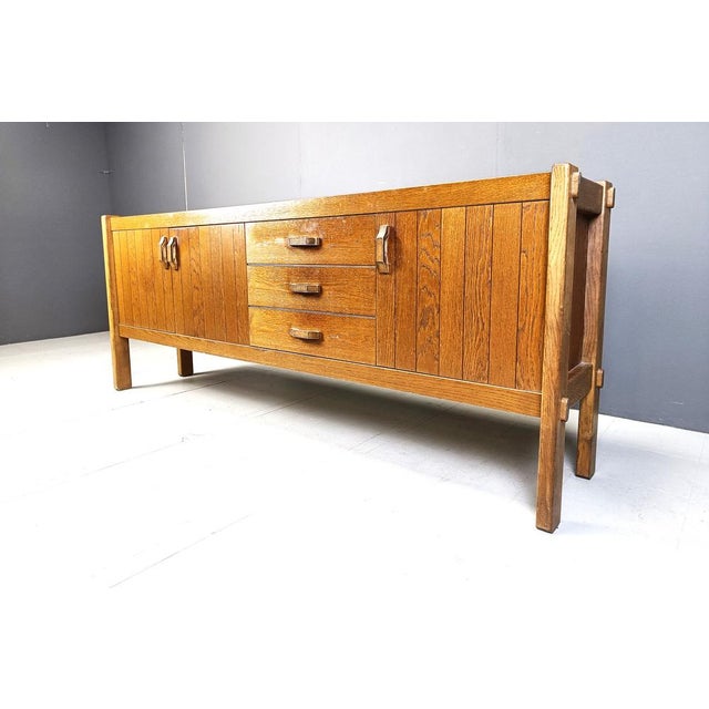 Rustic Vintage Oak Sideboard, 1960s For Sale - Image 3 of 10