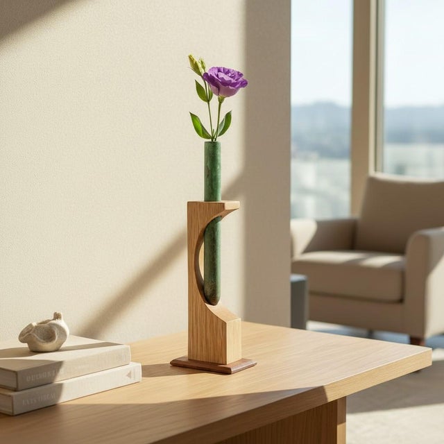 Elevate your home decor with our Artisan Made Wood & Copper Tube Bud Vase or Incense Holder, a stunning piece that...
