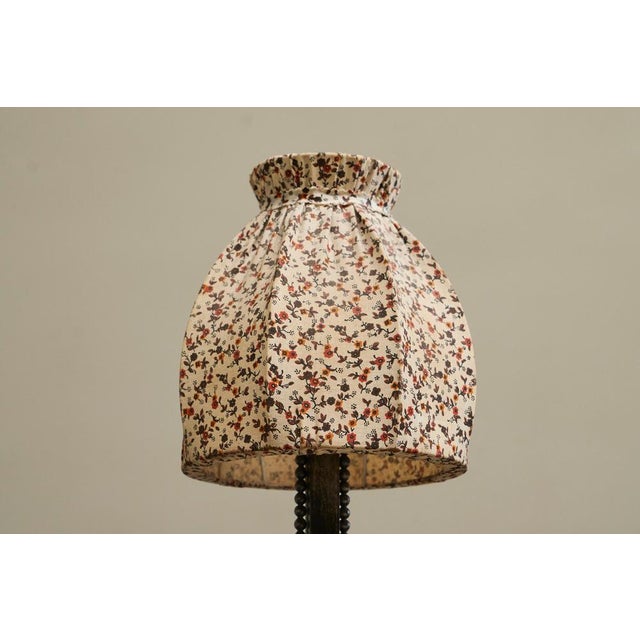 Vintage Art Deco Table Lamp in Wrought Iron with Floral Shade, 1940s For Sale - Image 10 of 12