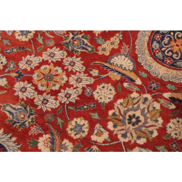Shabby Chic Shabby Chic Agra Tabriz Pak-Persian Red/Blue Wool Rug - 9'2'' X 12'3'' For Sale - Image 3 of 9