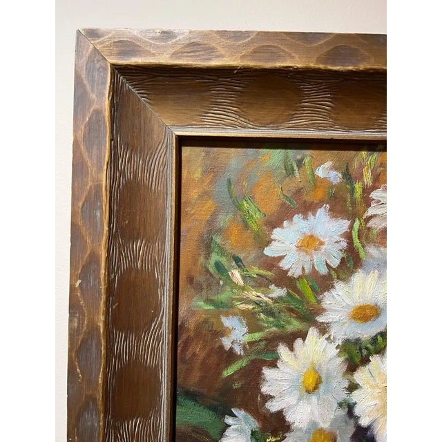 Mid 20th Century Impasto Impressionistic Painting of Daisies in the Style of Van Gogh For Sale - Image 5 of 13