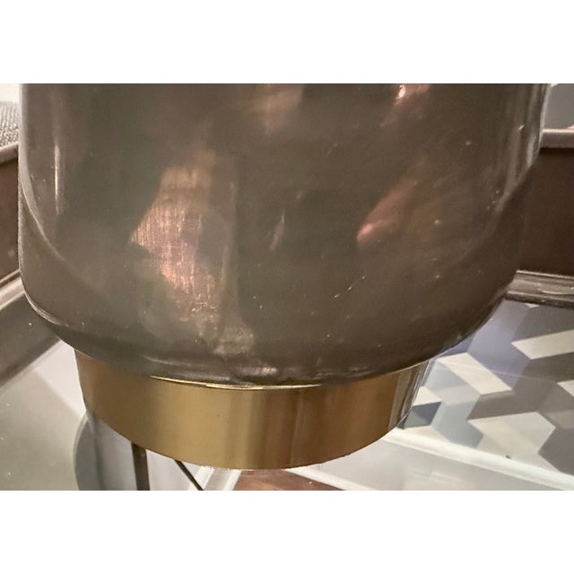 Mid-Century Modern West Elm Metalized Glass Usb Table Lamp - Grey For Sale - Image 3 of 3