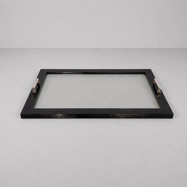 Black Italian Art Deco Cart in Black Wood, Glass and Steel, 1930s For Sale - Image 8 of 18