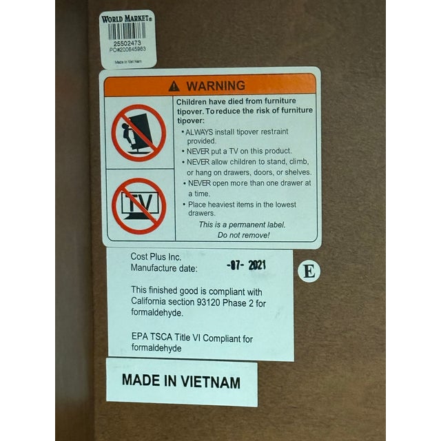 World Market Dustin Spiced Auburn Wood and Brass Inlay Storage Cabinet For Sale - Image 11 of 12