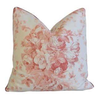Bennison Fabrics Roses Flowers Floral Feather/Down Pillow 21" Square For Sale