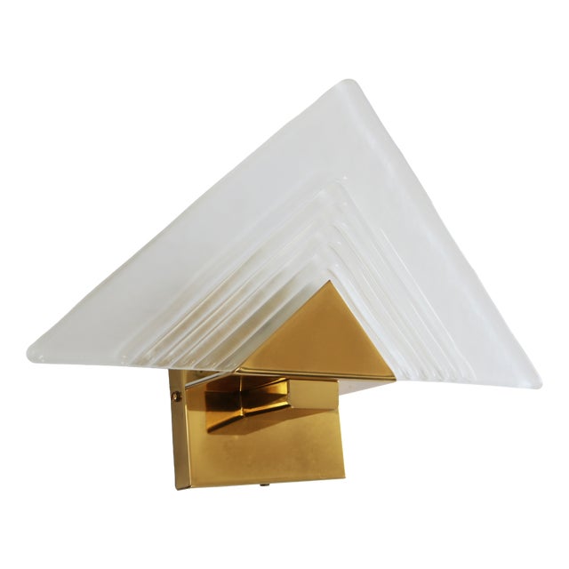 Art Deco Revival Messing Pyramiden Wall Light from Sölken Leuchten, 1980s For Sale