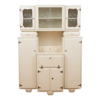 Mid-Century Modern Off-White Cream Kitchen Cabinet and Credenza, 1940s For Sale