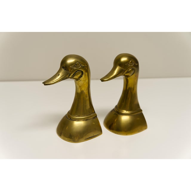 Late 20th Century Brass Duck Head Bookends a Pair For Sale - Image 4 of 7