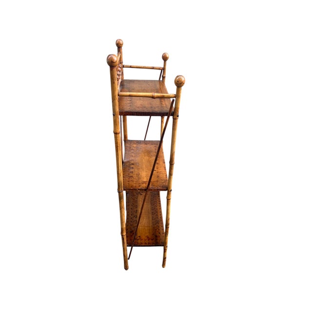 Early 20th Century Victorian English Burnt Bamboo Bookshelf For Sale - Image 12 of 16