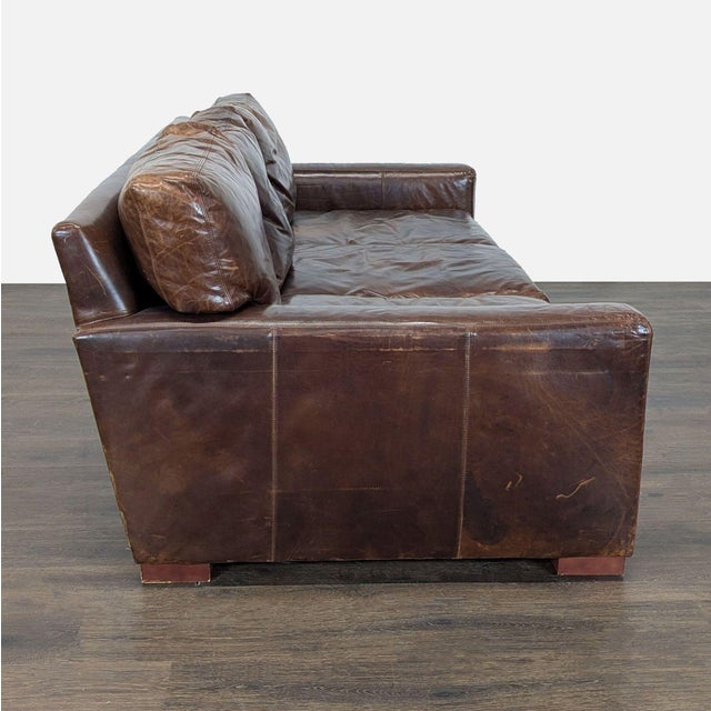 Restoration Hardware Restoration Hardware Maxwell 3-Seat Brown Leather Sofa For Sale - Image 4 of 9