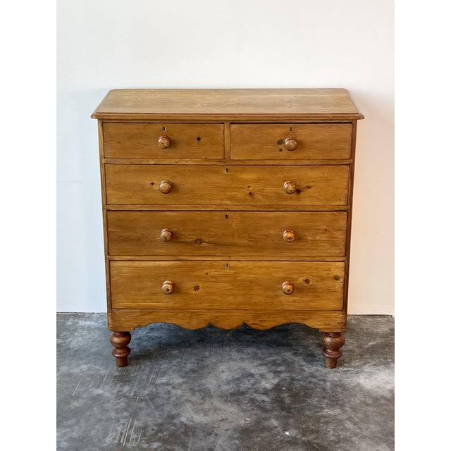 Mid 19th Century Antique Victorian Pine Chest of Drawers, 2 Over 3 For Sale - Image 5 of 10