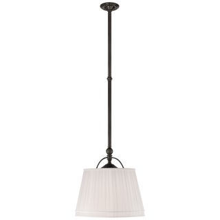 Chapman & Myers for Visual Comfort Signature Sloane Single Shop Light in Bronze with Linen Shade For Sale