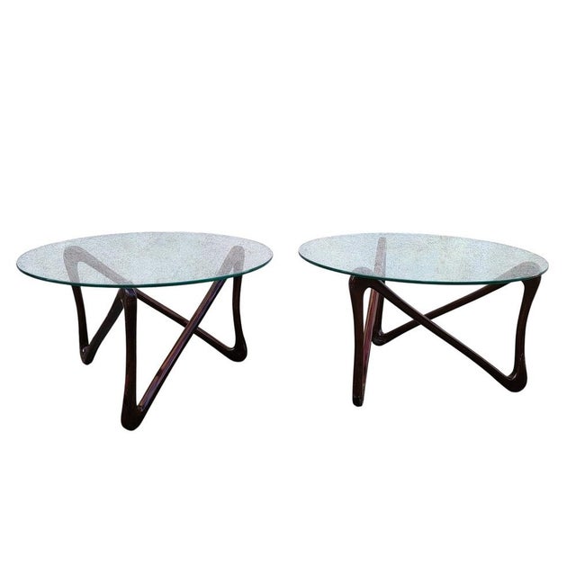 20th Century Coffee Tables in Wood and Glass, Set of 2 For Sale - Image 13 of 13