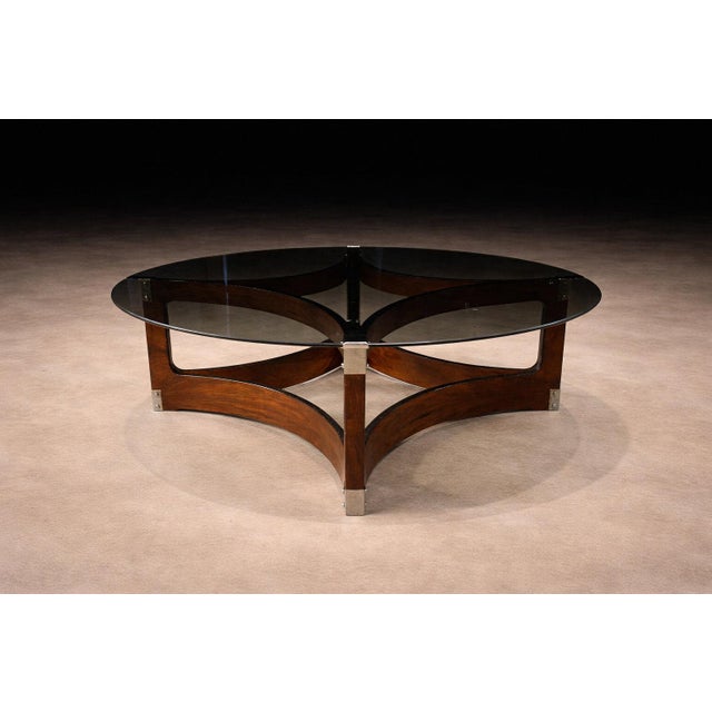 1960s Round Coffee Table in Bent Rosewood & Glass by Novo Rumo, Brazil, 1960s For Sale - Image 5 of 10