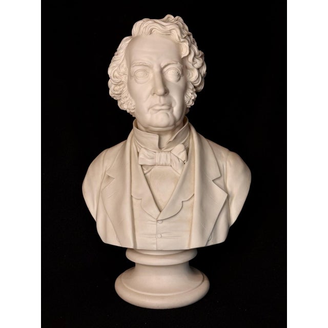 Rare EXTRA LARGE Antique Parian CHARLES SUMNER Bisque Portrait Bust Statue For Sale - Image 11 of 18